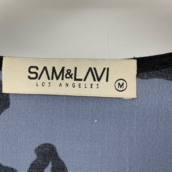 Womens Sam & Lavi Blouse Size M Surplice Long Sleeve Gray Print 3190 USA - Picture 7 of 10